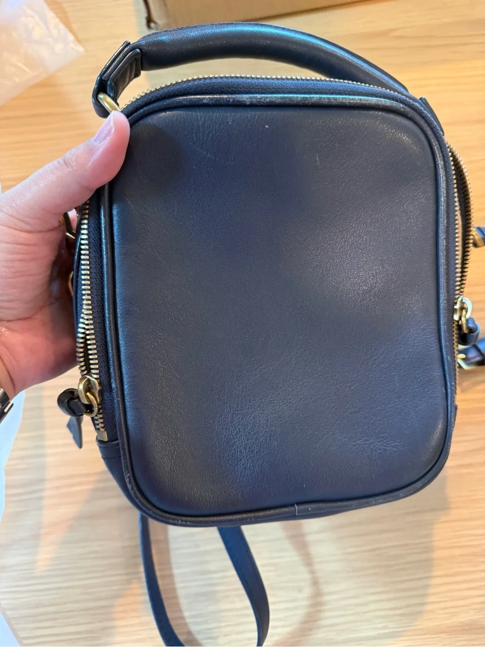 JCrew Compact Navy Leather Crossbody Bag